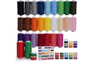 YZZAOO Filo per Cucire, 25 Colori Filo per Macchina da Cucire, 100% Poliestere Colorato filo Cucito per Ricami Cucire a Macchina e a Mano (400 Iarde/Bobine)