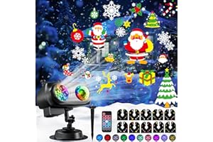 Glowlit Christmas Projector Light Outdoor Replaceable Pattern Xmas Projector Light Indoor Ip65 Waterproof for Thanksgiving, Christmas, Halloween, Valentine's Day, and Birthday Gifts