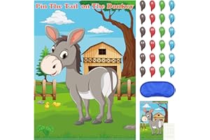 FEPITO Pin la Queue sur Le Jeu de fête d'âne avec 24 queues de Pcs pour Enfants décorations de fête d'anniversaire, Fournitures de fête de Cirque Carnival