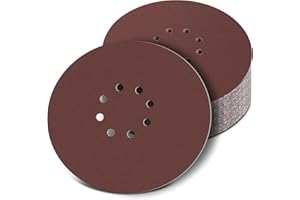 AICOIMY Tarcze szlifierskie 225 mm, rzep, ziarnistość 40, 225 mm, papier ścierny do szlifowania, żyrafa, szlifierki z długą szyją, żyrafa, szlifierka do suchej zabudowy (30 sztuk, 8 otworów)