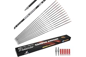Sunya Pfeile für Bogenschießen. Spine 400/500, 30 Zoll Carbonpfeile, Bogen Erwachsene Jagdpfeile für Recurvebogen Compoundbogen. 12er Pack