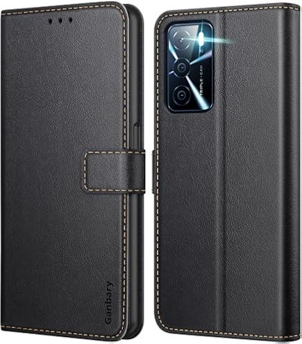 MOJIA Custodia Per Oppo A16 / A16s / A54s - Cover In TPU Morbido Con Portacarte RFID, Supporto Reggifilm, Nero - 3