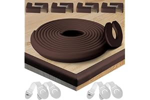 HAPPY CHLEA Zestaw zabezpieczeń 6,4m | 8 narożników + 4 blokady + 1 ogranicznik drzwi | Piankowe ochraniacze dla dzieci | Zabezpieczenie mebli, narożników, ścian [Brązowy]