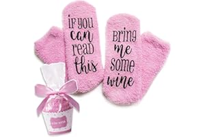 Livole Wine Socks Gifts, Christmas Fluffy Socks Womens, If You Can Read This Bring Me Some Wine, Funny Cupcake Socks for Women, Wife, Friends, Christmas Presents for Her, Women, Ladies, Mum, Sister
