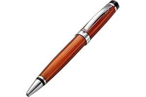 Xezo Stylo à bille à mécanisme tournant Incognito, pointe moyenne. Laque orange sunstone avec placage de platine pur. Fabriqué à la main, édition limitée, numéroté