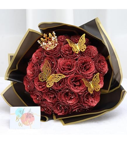RePaLy 20st Glitter Rozen Boeket Kunstmatige Roos Boeket DIY Bloem Boeket DIY Boeket Valentijnsdag Blauw