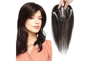 SARO-UP Hair Toppers for Thinning Hair Toppers for Women Real Human Hair Pieces for Women with Thinning Hair Clip In Toppers 100% Remy Human Hair Wiglets 10inch(Dark Brown)