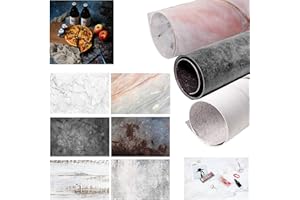 HENGMING Selens 2 en 1 Telón de Fondo de Papel 56x88cm 3 Pcs Mármol Muro de Cemento Hormigón Madera Textura de Cara Doble para Fotografía Estudio Fotográfico Flat Lay Comida Producto Pequeño Cosmético Joya
