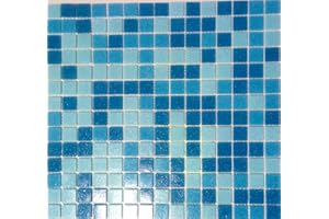 MOSANI MOS52-0402_Papier mosaïque pour piscine Bleu clair Mélange papier collé