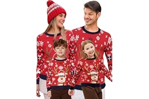 Saodimallsu Ugly Christmas Suéteres Hombre Jersey Navideños Familia Mujer Niños Unisex Suéter De Navidad Invierno Patrón De Reno