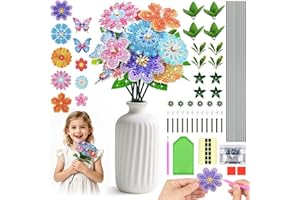 Qhpbuy DIY Diamond Painting Art Flower Bouquet Arts and Crafts Kits for Kids, Gifts for 5 6 7 8 9 10 Year Old Girls Birthday Presents, Creative Fun Toys for 5-10 Year Old Girl Gifts