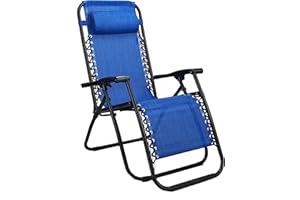 Totò Piccinni Sedia GRAVITY gravità Zero Sdraio da Giardino Poltrona Relax Pieghevole Salvaspazio Tubolari Acciaio 24mm Reclinabile Tessuto in Textilene (Blu Chiaro)