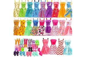 Miunana 22 Doll Clothes and Accessories = 12 Causal Dresses Clothes Outfits 10 Shoes For 11.5 Inch Girl Doll
