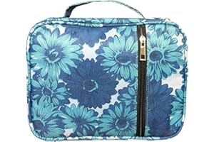 Makluce Floral Pattern Bible Bag, Canvas Carrying Bible Cover Case with Handle, Flower with Zippered Pocket, Tote Book Holder Organizer for Women Ladies Girls Teens, Gift for Mothers Mom