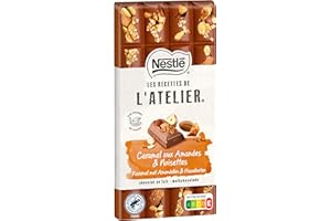 LES RECETTES DE L’ATELIER Nestlé Les Recettes de l'Atelier - Tablette Chocolat Lait Caramel aux Amandes et Noisettes - 170g