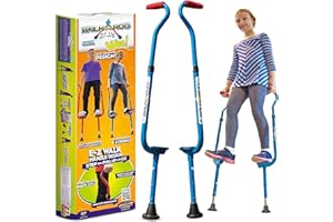 Geospace Original Walkaroo 'Wee' Balance Stilts with Adjustable Height for Little Kids & Beginners (Ages 4+) Active Play, in Assorted Colors (Red or Blue)