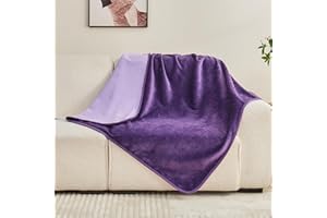 Yaning Waterproof Blanket 101x152cm for Adults, Reversible Waterproof Bed Cover for Dogs Cats Pets, Soft Leakproof Blanket for Bed Couch Sofa Furniture Protector, Dark Purple/Light Purple
