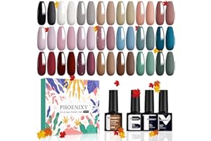 Phoenixy Esmalte Semipermanente para Uñas 24Pcs Esmalte Semipermanente 21 Colores de Pintauñas Semipermanentes con Base Top Coat Brillante y Mate