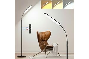YIKUNENG 18W Dimmable Lampadaire sur pied , 1800 Lumens LED Lampe sur Pied 2700K à 6500K Températures de Couleur avec Télécommande et Contrôle Tactile et 1H Minuterie, Lampadaire Haut pour Salon Chambre Bureau
