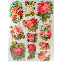 Glanzbilder-Set EF 7381 Mit Blumen, Rosen & Vögeln - Ca. 24x15 Cm, Für Scrapbooking, Deko & Bastelprojekte