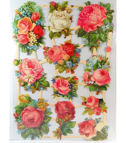 EF Glanzbilder Mit Blumenkorb-Motiv – Ca. 24 X 15 Cm, Für Scrapbooking, Deko & Basteln