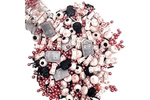 AUZLYA Essbare Halloween Süßigkeits Streusel,100g Zucker Augen,Grabstein Cupcake Topper,Halloween Tortenaufleger,Zuckeraugen Deko für Cookies Muffins Törtchen Cupcakes