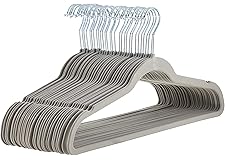 Amazon Basics Slim, Velvet, Non-Slip Suit Clothes Hangers, Gray/Silver - Pack of 30
