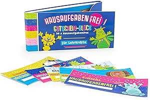 TRENDHAUS 601469 Belohnungssystem für Kinder, 100 x Hausaufgaben-Frei-Gutscheine, Fleißkärtchen für Schüler