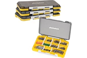 QualyQualy Fishing Angelkoffer Gerätekoffer Angelkasten mit Trennwände, Angel-Kiste Leer für Angelzubehör - Angelbox 17x10.6x1.8CM (GELB – 4 Stück)