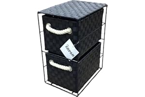 ARPAN Meuble de Rangement à 2 tiroirs idéal pour la Maison/Le Bureau/la Chambre à Coucher 2 tiroirs 18 x 25 x 33 cm Noir