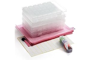 BELLE VOUS 285pz Scatole Plastica con Coperchio Porta Minuteria - 4 x 28 Slot Contenitore Plastica Trasparente, Buste con Zip, Etichette per Diamond Painting 5D - Scatola con Scomparti Adulti e Bimbi