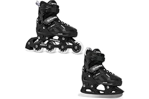 Raven Pulse – Pattini a rotelle per bambini, ragazze, ragazzi, adulti, bambini – Pattini a rotelle – 2 in 1 con opzione pattini da ghiaccio – Regolabili