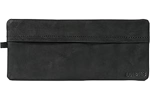 LEABAGS Fort Vaux Piórnik z prawdziwej skóry bawoła I Piórnik ze skóry I Mały Piórnik I Piórnik I 21,5x8,5cm, Czarny - Szwecja, Fort Vaux (Large), Fort Vaux