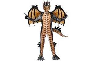 Spooktacular Creations Drakdräkt för barn, pojkar, svart blå eller svart röd, drakvingar, svans och mask, set för halloweenfester, utklädning, cosplay