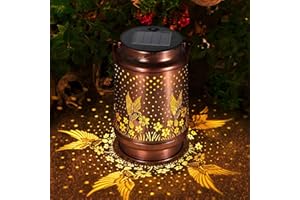 LTTEEA Outdoor Solar Lanterns IP65 Waterproof Auto On/Off Metal LED Hanging and Table Lanterns Decorative Solar Powered Lights for Garden Patio Yard Courtyard (Hummingbird)