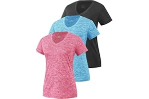Star Vibe 3 Pack Women's Short Sleeve Dry Fit T-Shirts Moisture Wicking Athletic V-Neck Gym Tee Exercise Yoga Tops