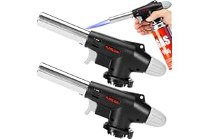 DEFRESIT 2 Pieces Kitchen Blow Torch Cooking Blow Torch Gas Torch Flame Adjustable Gas Butane Culinary, Kitchen Butane Torchfor Home and Outdoor, Baking, Cooking, Camping and BBQ (2pcs Black)