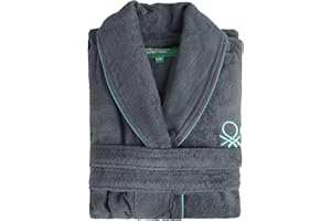 UNITED COLORS OF BENETTON Albornoz Unisex L/XL 360GSM 100% Algodón Color Gris oscuro Benetton