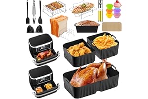 EXSIVEMY Airfryer Zubehör für Ninja Foodi Flexdrawer 10,4 l Heißluftfritteuse AF500EU AF500EUCP, 1×10.4L and 2×5.2L Silikonform Heissluftfritteuse AF500de, Weiteres Zubehör im Lieferumfang Enthalten