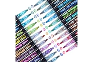 KOUSICOO Glitzerstifte Outline Stifte Mädchen Geschenke: 24 Magische Stifte Double Line Adventskalender Kunsthandwerk Stift Metallic Marker Set Für Basteln, Weihnachtsgeschenke Für Kinder Mädchen 4 8 10 Jahre
