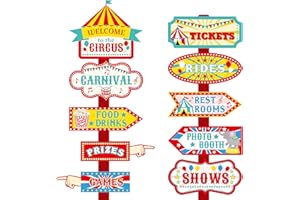 Skylety 20 Pieces Circus Carnival Party Direction Signs Circus Sign Decor Circus Welcome Signs for Birthday Showman Themes Party Decoration Accessories