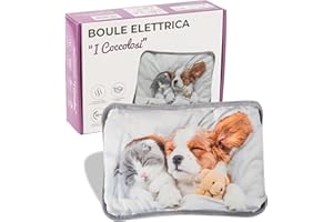 IPEA Borsa Acqua Calda Elettrica con Tasche in Peluche per Scaldare le Mani - Riduce Dolori Muscolari, Dorsali e Mestruali - Boule Scaldamani e Scaldapiedi - Scaldino - Fantasia Cane e Gatto