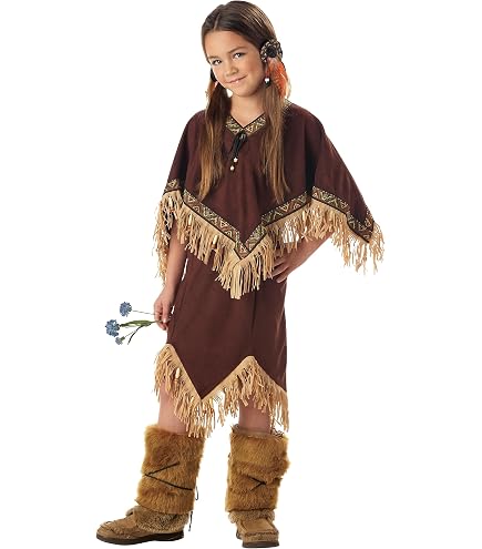 Smiffy's Kids Native American Indian Girl Costume - Dress & Headband, Size Medium (Ages 7-9), Brown - View #8