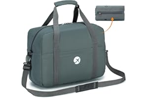 BAGZY Reisetasche Wizzair Volotea Handgepäck 40x30x20, 25L Faltbare Weekender Klein Sporttasche Taschen Koffer Tasche Wasserdicht Nylon Umhängetasche Kabine Handtaschen Hospital Bag [Grau]