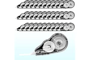 Stationery Island 38 Piezas Cintas Correctoras, 12m x 5 mm Cinta Correctora con Capuchón Protector, Correction Tape para Material Escolar Oficina Hogar Niño Adulto Oficinista