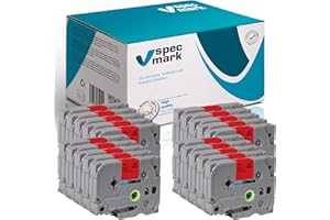 ‎SPECMARK specmark Schriftband TZe-431 12mm x 8m Satz x 20 St. Schwarz auf Rot Band kompatibel mit allen Drucker Brother PT P-touch AZe-431 EZe-431 TZ-431 TZ2-431