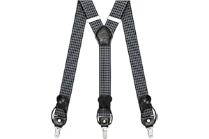 Kohentact Braces for Men with Clip and Button Attachment Options, Includes 6 Buttons, 1.4 Inch Width Y-Shape for Heights up to 6'7", Stainless Steel, XL Elasticity Adjustment Suspenders