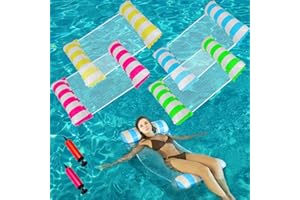 Lot de 2 flotteurs gonflables de piscine pour adultes, 4-en-1, avec hamac gonflable multifonction (siège, fauteuil, hamac, drifter), chaise de piscine avec pompe à air manuelle, pour piscine, plage
