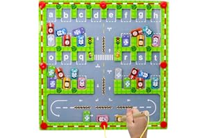 66 MING YING Magnetisches Spiel Labyrinth Montessori Spielzeug,Kinder Spielzeug 2 3 4 Jahre Mädchen Jungen,Holz Spielzeug Sortierung Spiel Magnete Motor Fähigkeiten Spielzeug (car)