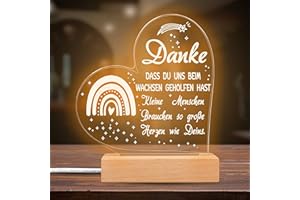 Rebundex Abschiedsgeschenk Kindergarten Erzieherin Geschenk Abschied LED Acryl Nachtlicht Danke Geschenk Kita Abschiedsgeschenk für Erzieher-Danke dass du mir beim Wachsen geholfen hast